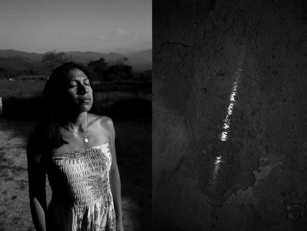 [Left] Marilyn Ochoa in the yard where she celebrated her son’s 5th birthday after a year of fighting cancer. In San Cristóbal, close to the Venezuela-Colombia border. [Right] Light enters from a rotten roof in Petare slum, in Caracas, Venezuela. From the series Blurred in Despair.