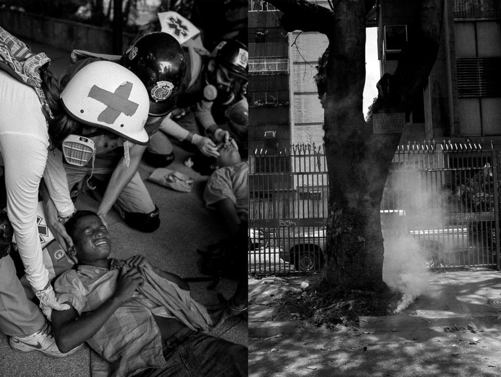 Scenes of opposition demonstrations in Caracas in April 2017. From the series Blurred in Despair.