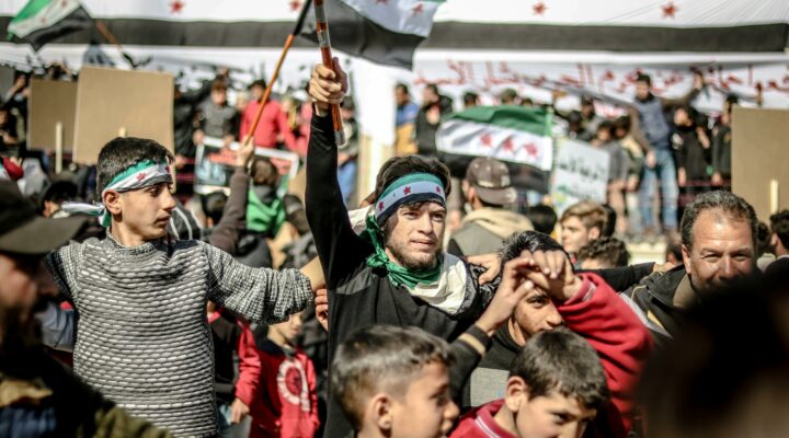 Manifestation à Idlib en Syrie en 2020. Photo de Ahmed akacha